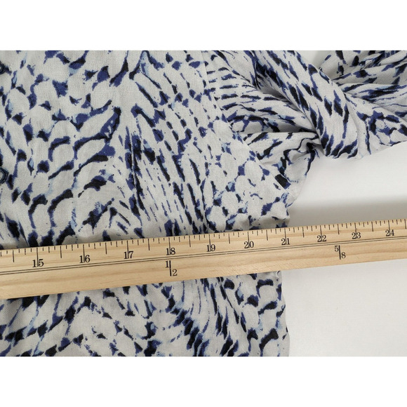Soft Surroundings XL Blue White Tie Dye Beaded Laced Tie Rayon Tunic - Picture 9 of 10
